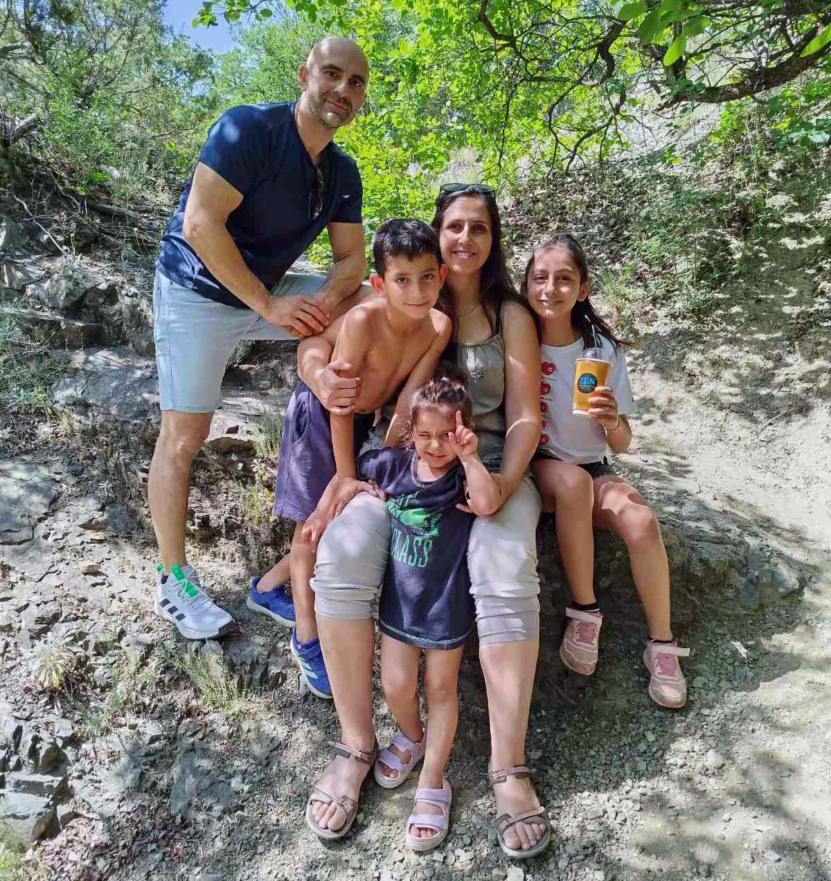 Greek tutor Olga Saltsidou and family